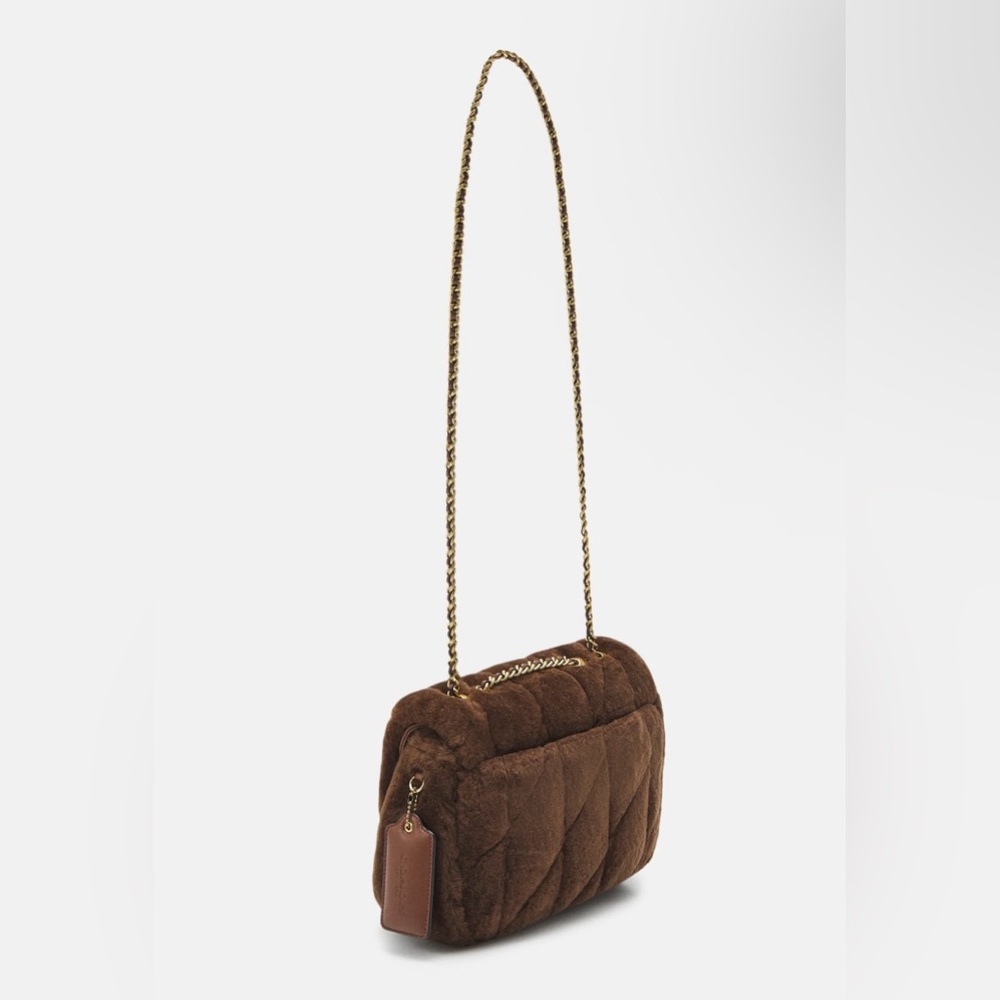 Coach Pillow Madison Shearling Bag Brown Chain Shoulder Flap Luxury - Picture 3 of 5